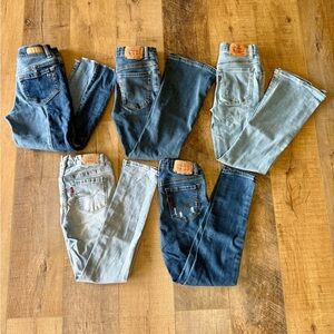 Girls bundle of 5 pairs of size 7/8 jeans